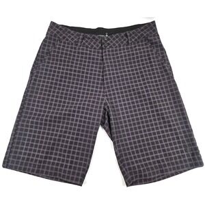 Smartwool Shorts Mens Medium Black‎ Gray Plaid Performance Hiking Golf Casual
